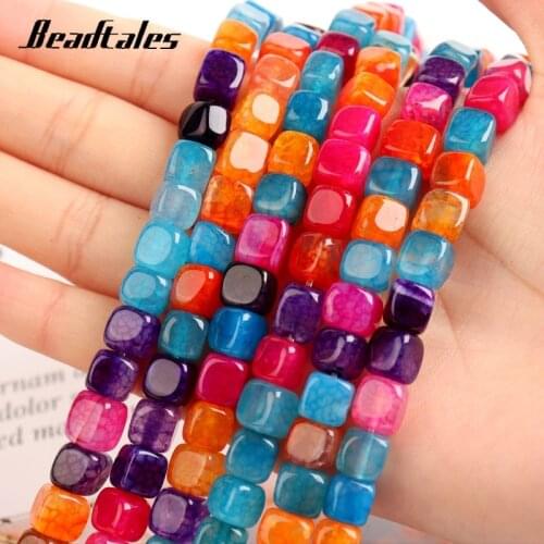 8x8mm Agates Beads Mixcolor Cube Square Natural Stone Loose Spacer Beads For Jewelry Making DIY Charms Bracelet Necklace 15