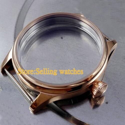 44mm Watch 316L stainless steel rose golden plated CASE fit 6498 6497 movement