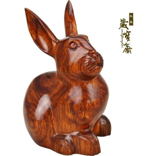 Wood carvings bunny rabbit bunnies feng shui ornaments ornaments wood crafts mahogany gift