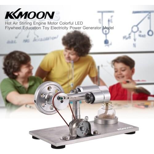 KKmoon Hot Air Stirling Engine Motor Colorful LED Flywheel Education Toy Electricity Power Generator Model Alcohol Lamp