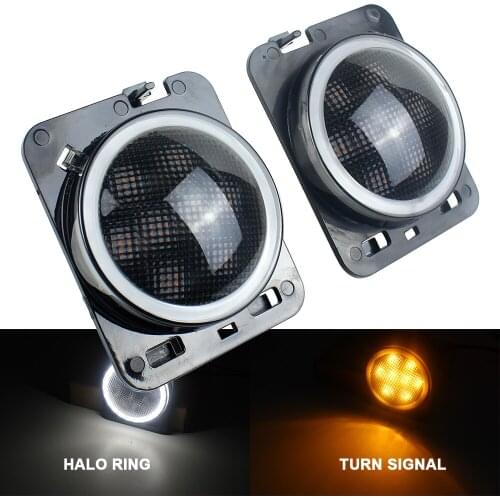 Smoke Lens Amber LED Front Turn Signal Light Fender Side Marker Parking Lamp For Jeep Wrangler JK JKU 2007-2017