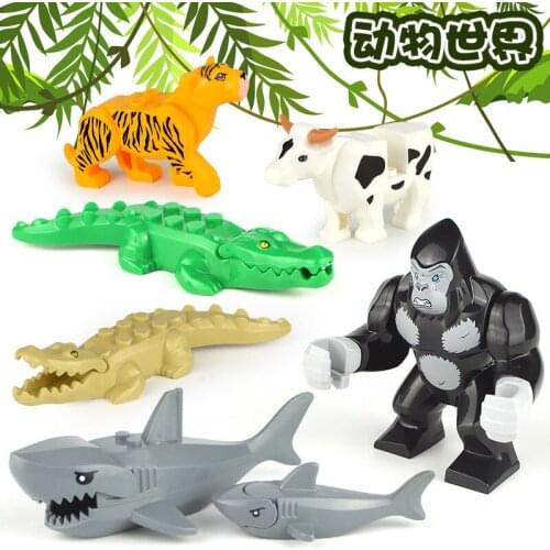 Toy Animal Crocodile Orangutans Shark Cows boy toys building blocks educational girl toys bricks Accessory Model