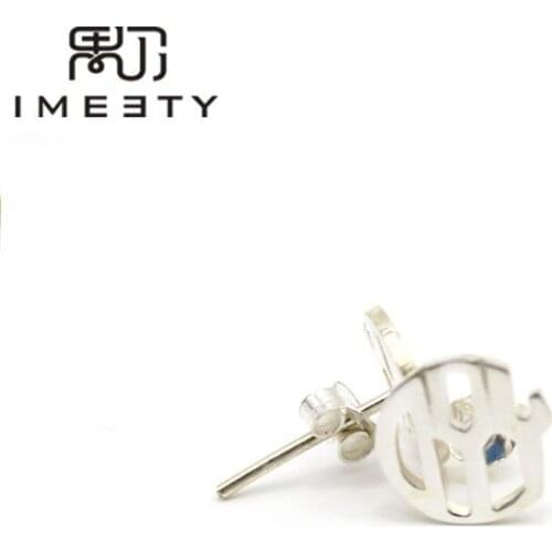 IMEETY delicate stud earrings custom initials nameplate earrings silver block monogram earrings personalized gifts