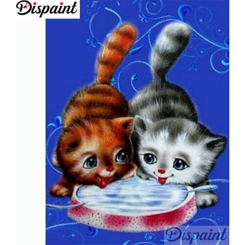 Dispaint Full Square/Round Drill 5D DIY Diamond Painting "Animal cat scenery" Embroidery Cross Stitch 5D Home Decor A11318