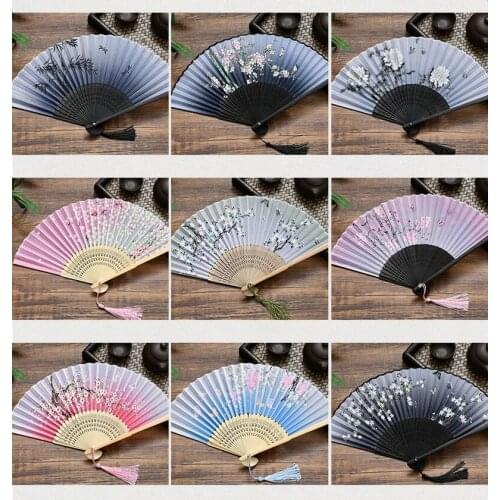Fan Chinese Style Folding Tassel Fans Home Ornaments Art Craft Gift Party Dance Prop wedding birthday Halloween