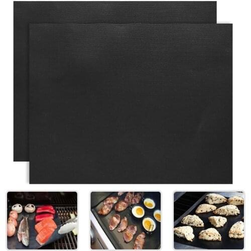 2pcs/lot 0.2mm Thick ptfe Barbecue Grill Mat 33*40cm non-stick Reusable BBQ Grill Mats Sheet Grill Foil BBQ Liner