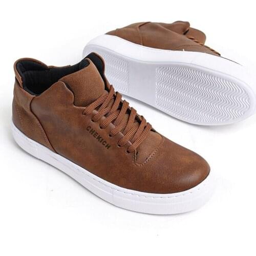 Chekich Sneakers Unisex Tan Color Non Leather Men and Women Casual Shoes Lace-Up Fashion 2021 Autumn Season Wedding Walking Vulcanized Air Brown Flexible Odorless Comfortable Running CH004 V6