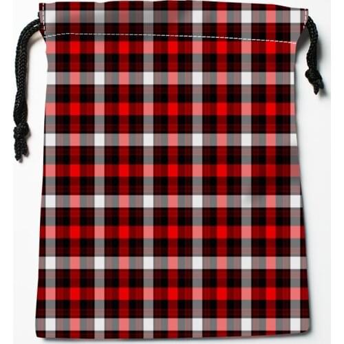 Best Nordic Style Plaid Pattern Drawstring Bags Print 18X22CM Soft Satin Fabric Resuable Storage Storage Clothes Bag Shoes Bags