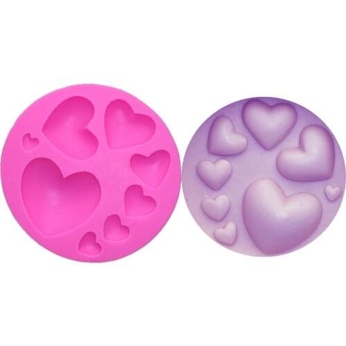 M0392 Many Love Shaped 3D Silicone Cake Fondant Mold, Cake Decoration Tools, heart Candle Moulds