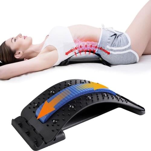 Back Massager Stretcher Massage Tools Stretch Lumbar Equipment Relaxation Spine Relief Pain Three Gear Adjustable Home Massager