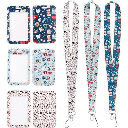 MD1007 DMLSKY Medical Card Holder ID Holder Man Woman Bus Card Holder Staff Card With Lanyard For Doctor Nurse Accessaries