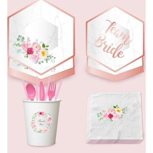 Sweet Bride To Be Party Decorations Wedding Dinner Dessert Plates Napkins Cups Disposable Tableware Sets Ceremony Party Favors