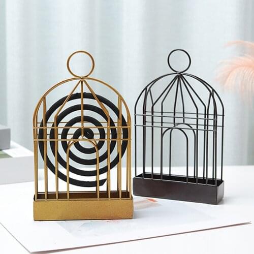 Nordic Retro Iron Insect Mosquito Coil Holder Birdcage Shaped Stand Can Be Hung Portable Repellent Coil Holder Home Decoration