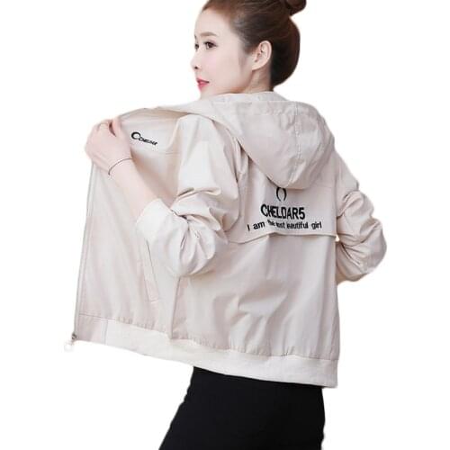 Fashion Embroidery Hooded Baseball Jacket Women 2021 Autumn Women Bomber Long Sleeve Ladies Casual Short Coats Zipper Outwear