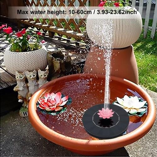 Solar Powered Fountain with 5 Flower Nozzles Floating Circle Garden Fountain Pump Free Standing Bird Bath Fountain Pump