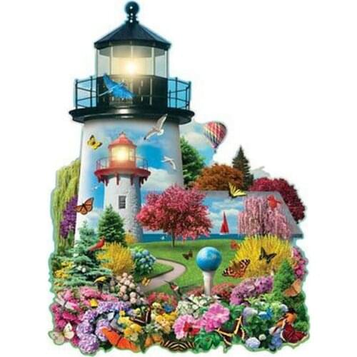 Unfinished full square round display Diy Diamond Painting Cross Stitch Kits lighthouse Flower Mosaic Embroidery Decor Home gift