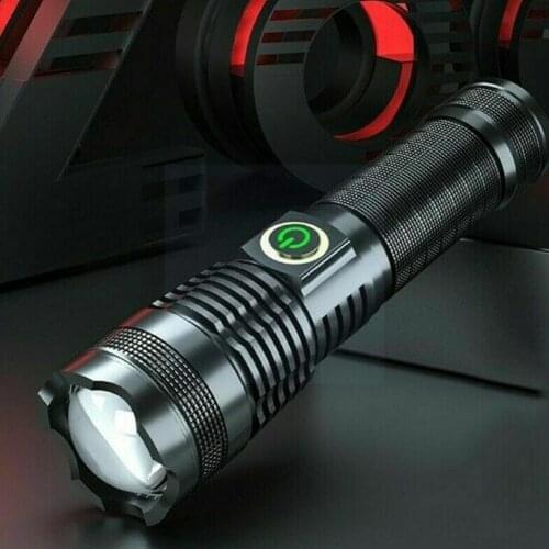 The new flashlight P50 strong light zoom battery display multi-function light strong flashlight outdoor rechargeable E3T9