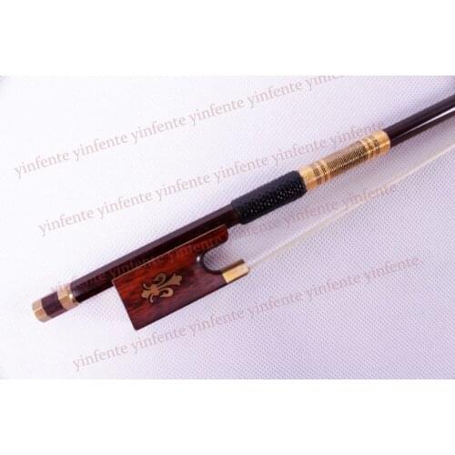 New 4/4 Violin Bow get quality SnakeWood Bow string Golden Color Flower inlaid Pattern