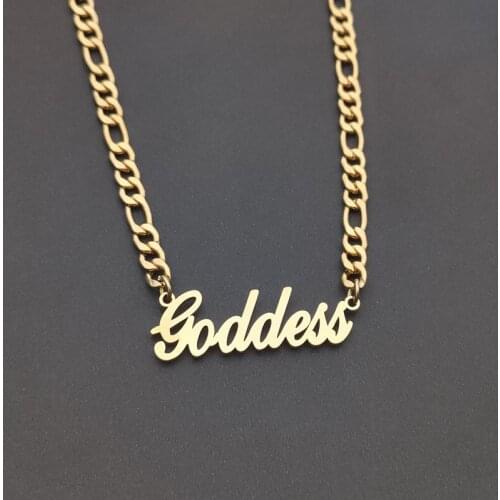 Personalized Old English Name Necklace Fashion Jewelry Custom Personalized Pendant Stainless Steel Figaro Chain Necklace