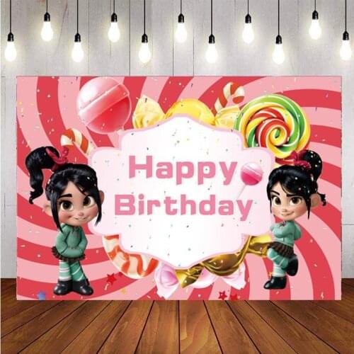 Princess Vanellope Von Schweetz Photography Backdrop Girls Birthday Party Photo Studio Background Decor Banner Prop