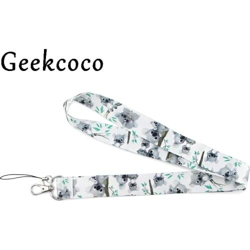 J1197 Cartoon Koala Animal Lanyard Neck Straps With Keys Mobile Phone Cute Print Lanyard Hang Ropes Gifts for Kids