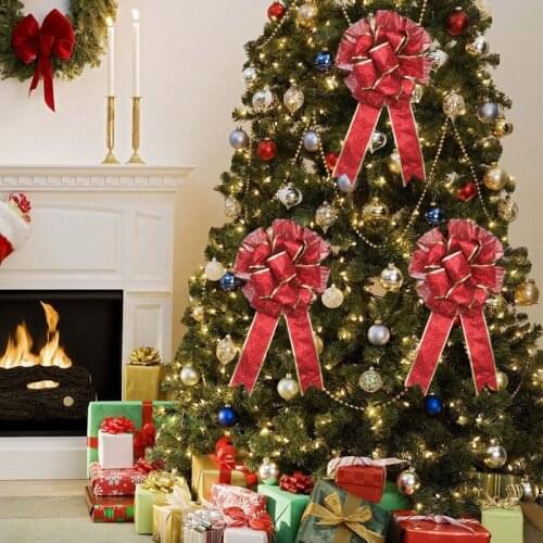 Handmade DIY Bow Bowkont Craft Christmas Tree Topper Devoration Christmas Tree Bow Tie Ornaments New Year Navidad Decor Supplies