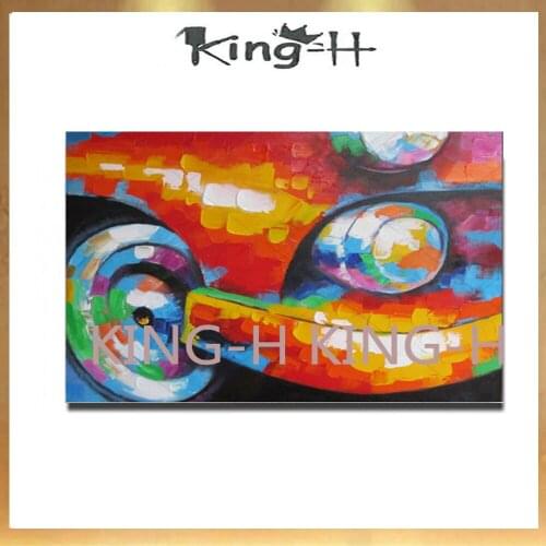 Modern graphic design of thick oil hand draw good quality car oil painting red and half taxi for oil painting decorative wall
