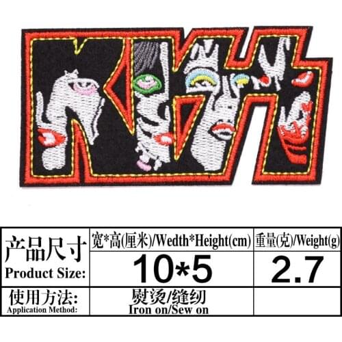 KISS PUNK Iron On Patches Music Band Shirt Shorts Fashion Logo Embroidery Clothing Fashion Badge