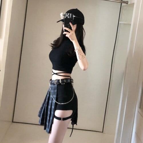 2020 New jazz Costume Women Sexy Plaid Skirt Nightclub Clothing While Hip Hop Shorts Of High Waist Costumes Street Dance DQT1143