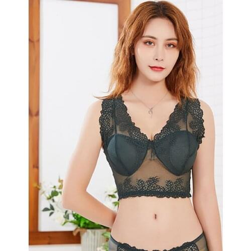 Sexy Lace Floral Print Beauty Back Tube Top For Women Anti-light Padded Solid Color Intimate Underwear