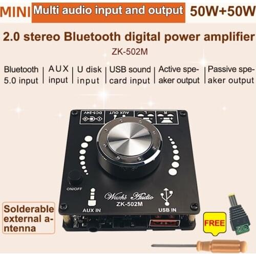 ZK-502M Amplifier Board HIFI 2.0 Stereo Bluetooth Digital Power Amplifier Module 50Wx2