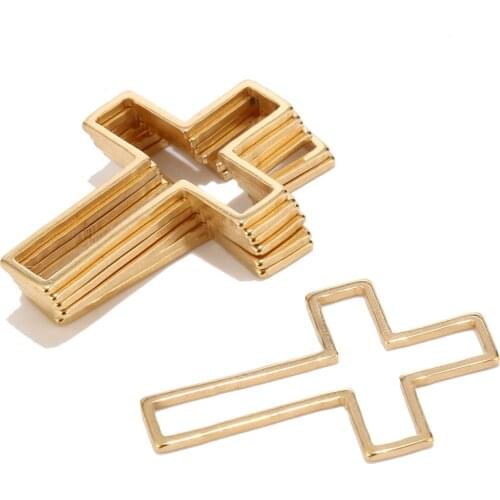 10 Stainless Steel Gold Geometric Triangle Cross Teardrop Oval Moon Star Circle Pendant Connector DIY Necklace Bracelet Charms