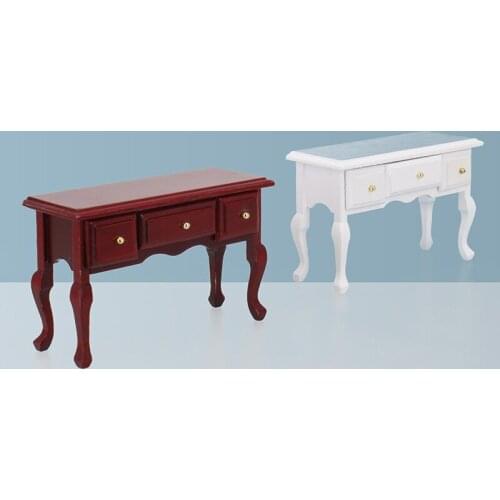 1/12 Dollhouse Miniature Table Drawer Cabinet Living Room Wooden Furniture Decor Model Kids Play Toy