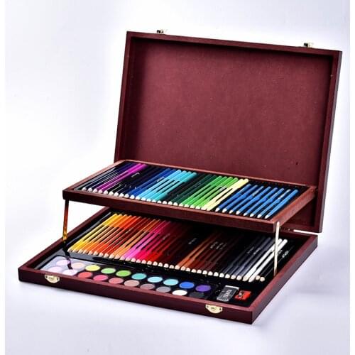 91pcs Art Sets Wooden Box Stationery Set Colored Pencil Painting Drawing Tools Gift Box For Kids