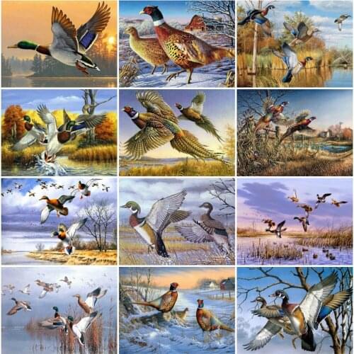 KAMY YI Animal Duck Diamond Painting Landscape Cross Stitch 5D Diy Embroidery Full Diamond Mosaic Art Craft Home Decoration