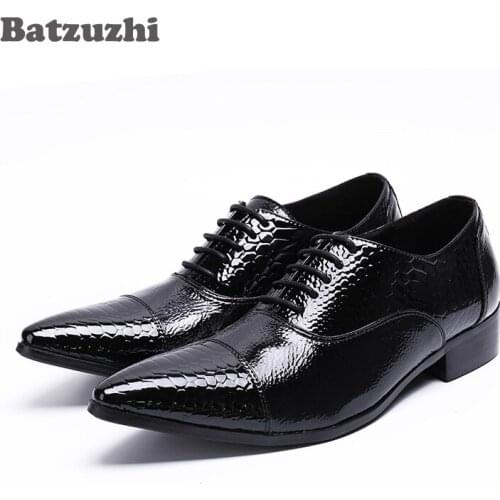 BATZUZHI Luxury New Handmade Men Dress Shoes Genuine Leather Black Italian Fashion Business Oxford Shoes 2018 Lace-up, US12 EU46