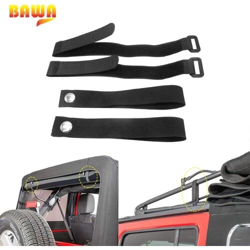 BAWA Adjustable Restriction Protection Rope Strap For Jeep Wrangler TJ JK JL 1997-2019 Tighten Straps