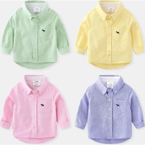 Baby solid shirt boys fall 2021 boys' wear childrens Lapel Long Sleeve Shirt Mens tx-5105