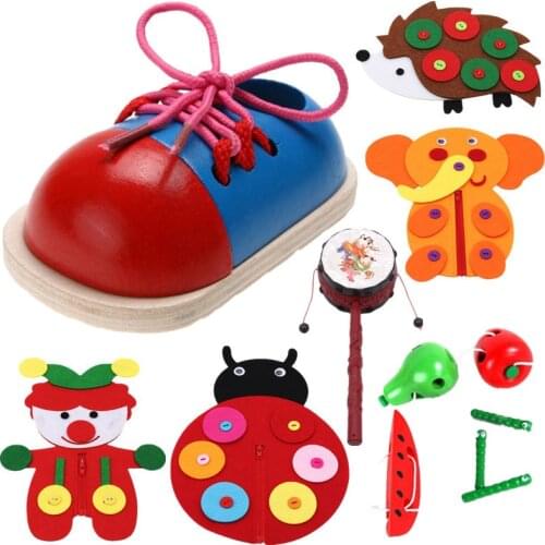 1Piece Kids DIY Eva Clock Learning Education Fashion Toddler Lacing Shoes Montessori Kids Wooden Toys Children Toys