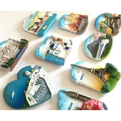 Travel Souvenir Scenery Paris Greece London Japan 3D High-end Fridge Magnets Travel Souvenirs Gift Refrigerator Magnetic Sticker