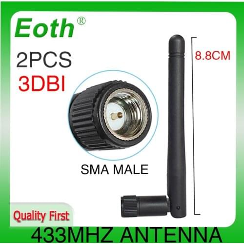 433Mhz Antenna 3dbi lora lorawan SMA Male Connector antena 2pcs 433 mhz antenne waterproof antennas Aerial Wireless Repeater