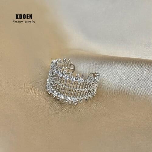 European and American Exaggerated Gothic Irregular Grid Silvery Opening Ring For Woman Party Girls Sexy Index Finger Joint Ring