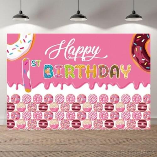 Sweet Donuts Photography Background Child Portrait Newborn Baby 1st 2nd 3rd Birthday Party Backdrop Table Photo Decor Props