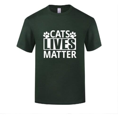 Funny Cats Lives Matter Cotton T Shirt Printed Men O-Neck Summer Short Sleeve Tshirts Custom Tops Tees