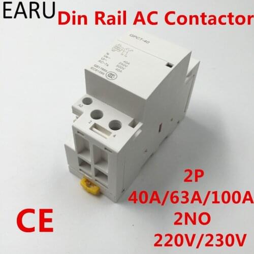 GPCT1 2P 40A 63A 100A 220V/230V 50/60HZ Din Rail Household Ac Contactor 2NO For Home Hotel Resturant
