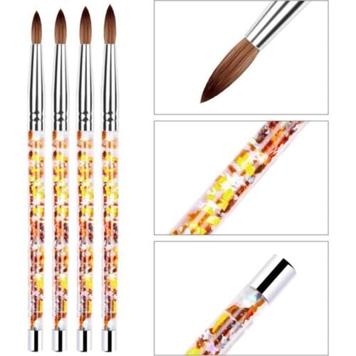 Nail Art Brush Acrylic UV Gel Glitter Painting Brushes Crystal Handle Nylon Hair Carving Flower Pens For Nail Art J2Y