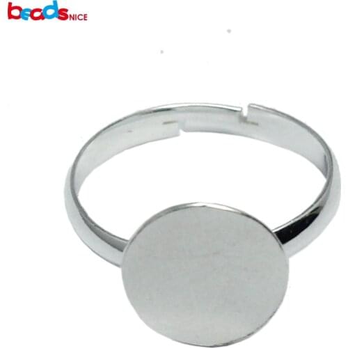 Beadsnice women rings DIY 925 sterling silver adjustable ring with round blank 12mm design trendy finger ring jewelry ID 33491