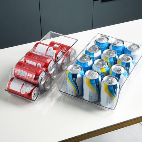 Fridge Organizer Bins Can Drink Dispenser Holder Refrigerator Freezer Kitchen Cabinets Clear Plastic Food Pantry Storage Rack