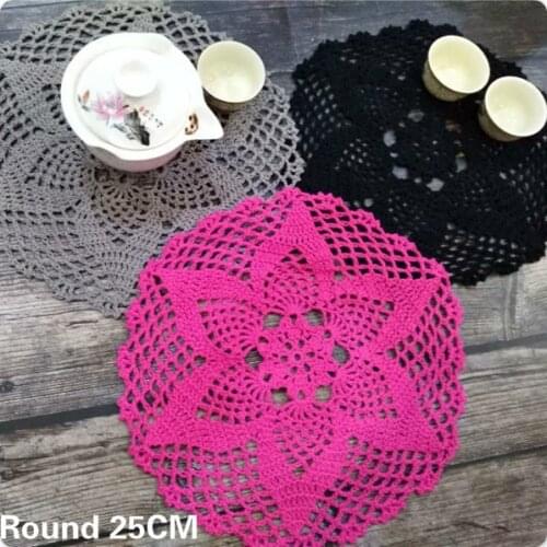 Round 25CM Vintage Cotton Lace Wedding Doily Handmade Crochet Table Mat Placemat Cloth Kitchen Coffee Mug Cup Coaster Pad