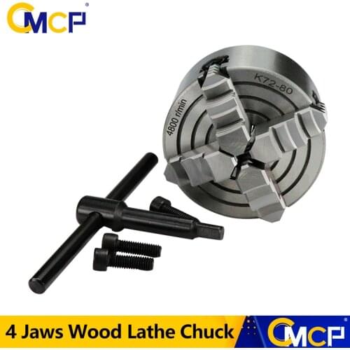 CMCP 4 Jaws Wood Lathe Chuck K72-80 K72-100 K72-125 Manual Chuck Self-centering Wood Turning Lathe Tool